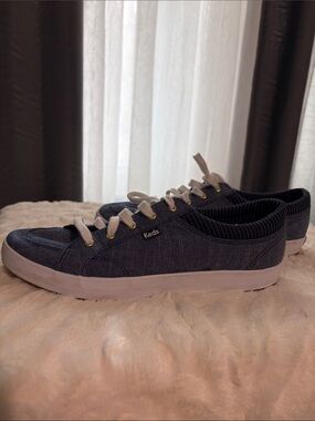 Keds Denim Low-Top Sneakers in Dark Blue with White Soles